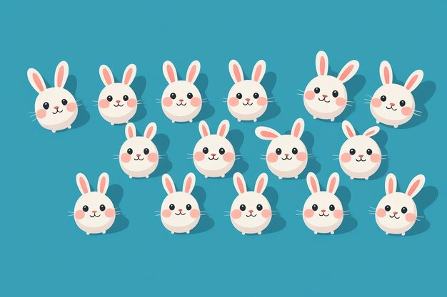 hay muchos conejos que están de pie en una fila juntos