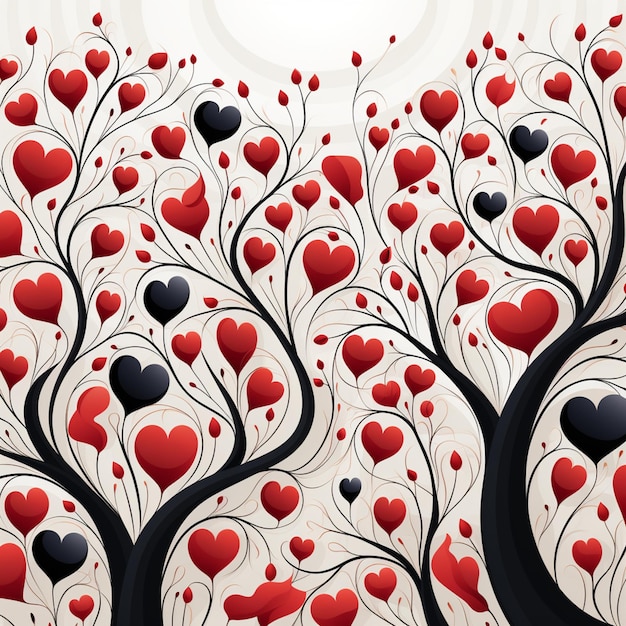 Hay muchos corazones creciendo en el árbol en el campo generativo ai.
