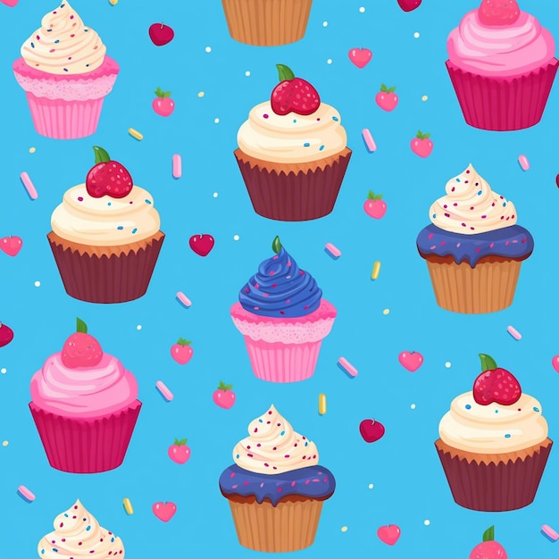 Foto hay muchos cupcakes con diferentes ingredientes ai generativa