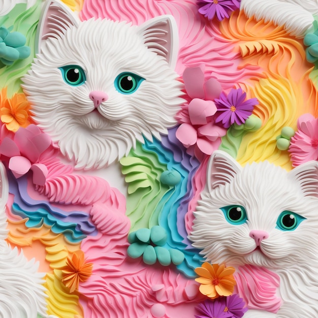 Foto hay muchos gatos de glaseado de diferentes colores en un pastel generativo ai
