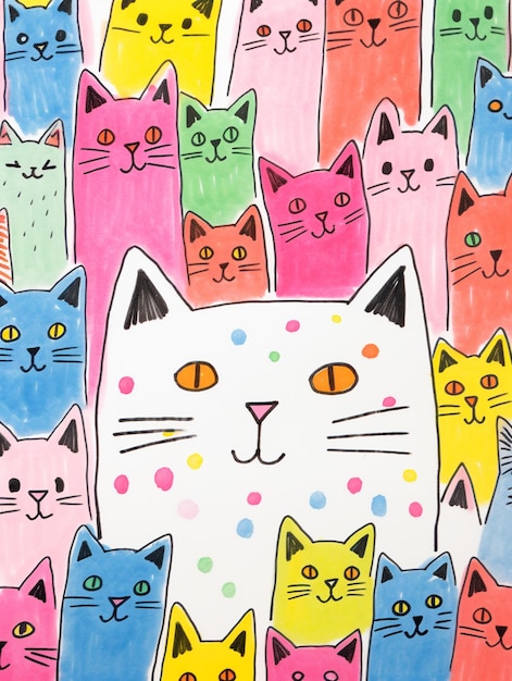 hay muchos gatos que son todos de diferentes colores juntos ai generativa