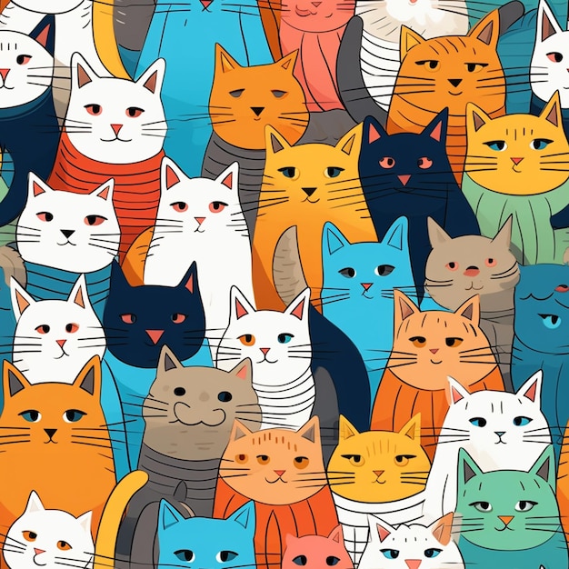 hay muchos gatos que son todos de diferentes colores juntos ai generativa
