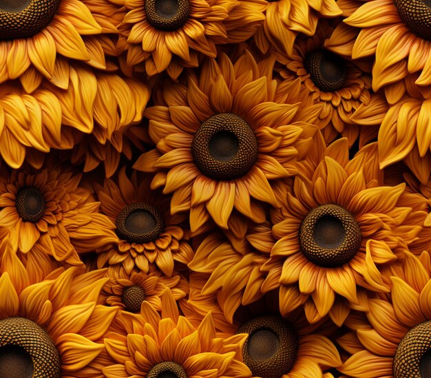 hay muchos girasoles amarillos que están en un grupo generativo ai