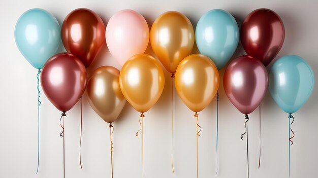 Hay muchos globos que están en una pared con una cadena de IA generativa