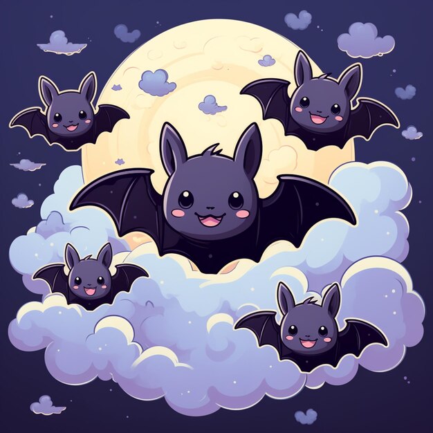 Foto hay muchos murciélagos volando en el cielo juntos generativo ai