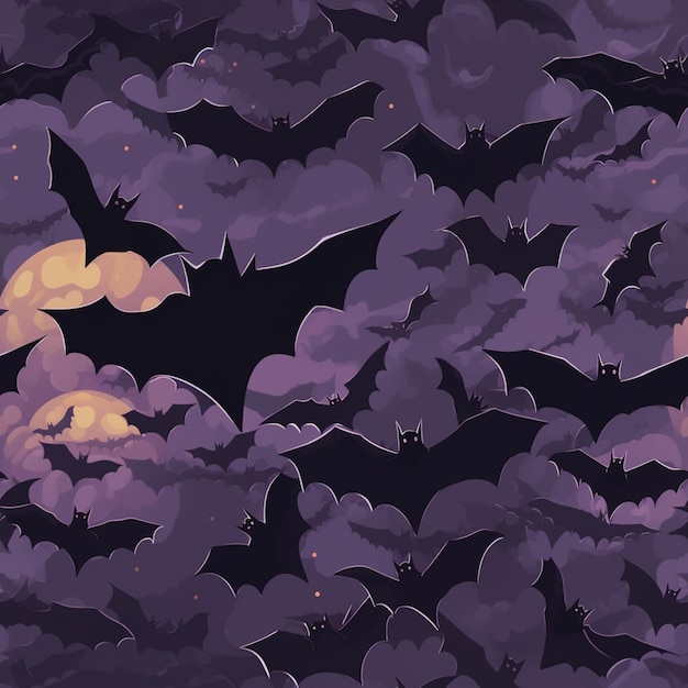 Foto hay muchos murciélagos volando en el cielo con una luna llena generativa ai