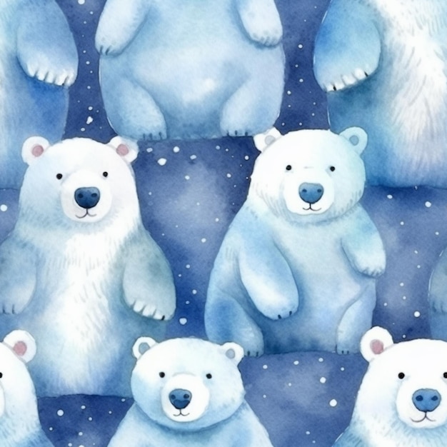 Hay muchos osos polares que están de pie en la nieve generativa ai