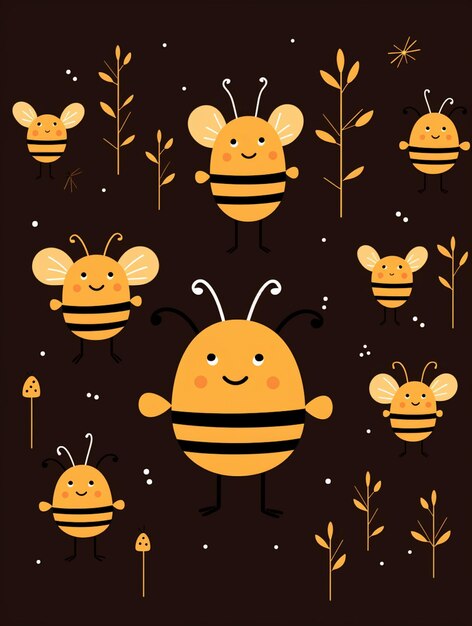 Hay muchos tipos diferentes de abejas en esta imagen generativa ai