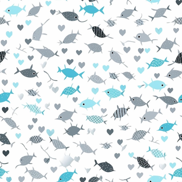 hay muchos tipos diferentes de peces en este fondo blanco ai generativo