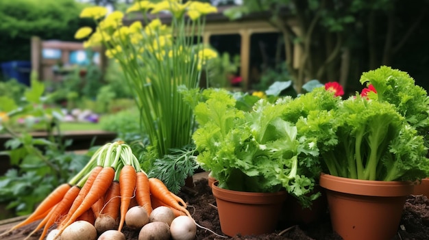 Foto hay muchos tipos diferentes de verduras en el jardín generativo ai