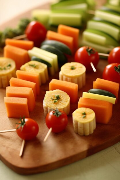 Foto hay muchos tipos diferentes de verduras en una tabla de corte generativa ai