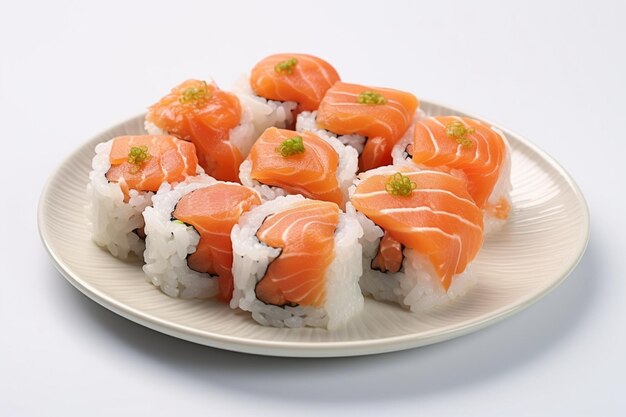 hay muchos trozos de sushi en un plato sobre la mesa ai generativo