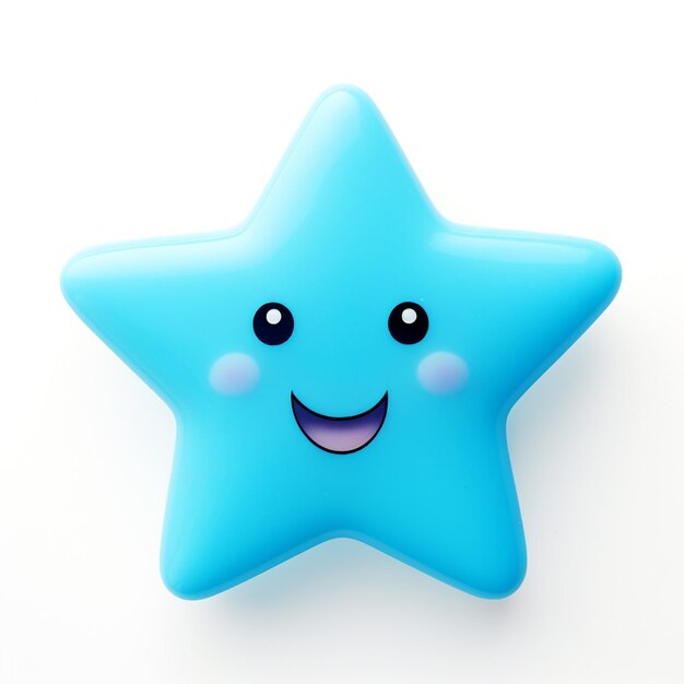 hay un objeto azul en forma de estrella con una cara sonriente ai generativa