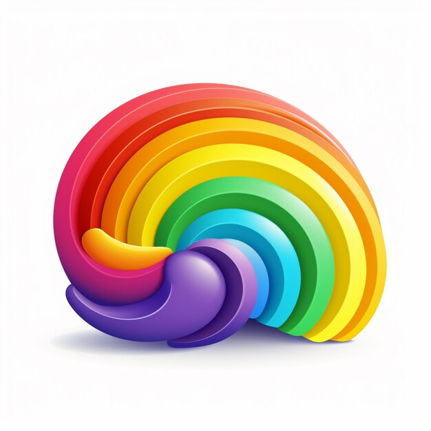 Hay un objeto de color arco iris que está sentado en una superficie blanca generativa ai