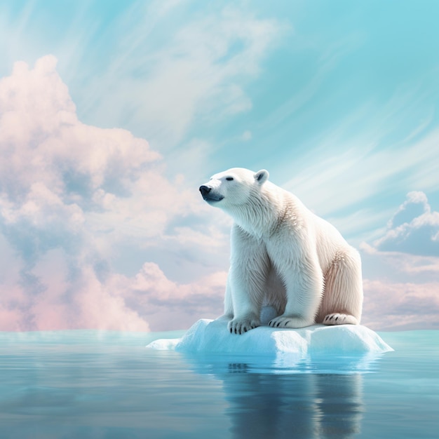 Hay un oso polar sentado en un iceberg en el agua generativa ai