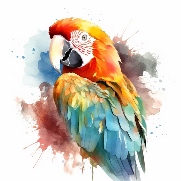 Hay un pájaro colorido con cabeza roja y alas azules ai generativo.