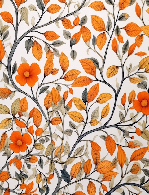 Hay una pared con un ramo de flores naranjas en él generativo ai