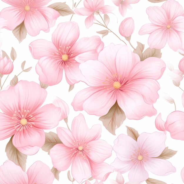 hay un patrón de flor rosa en un fondo blanco generativo ai