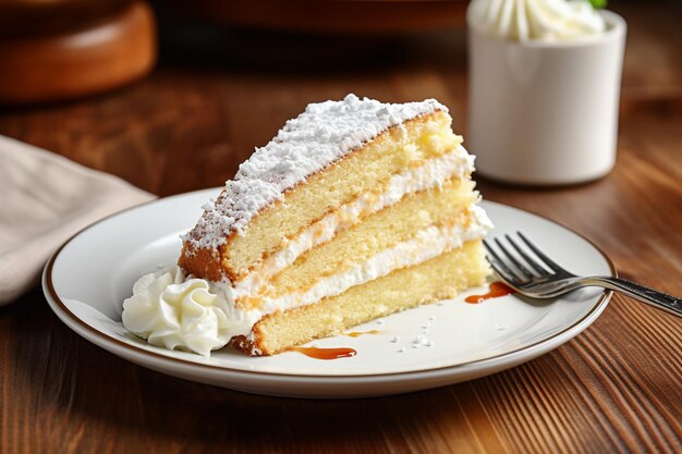 Foto hay un pedazo de pastel en un plato con un tenedor