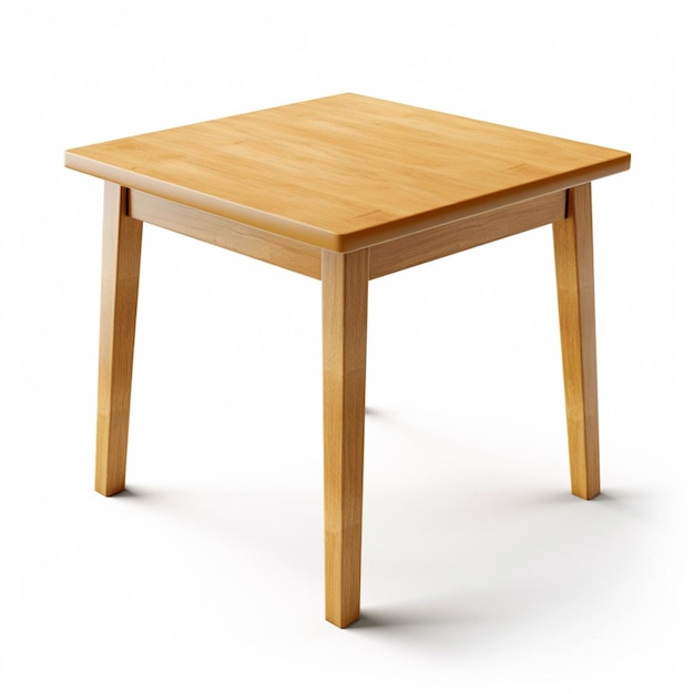 Hay una pequeña mesa de madera con una pequeña tapa de madera generativa ai