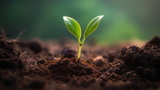 hay una pequeña planta que crece en el suelo ai generativo