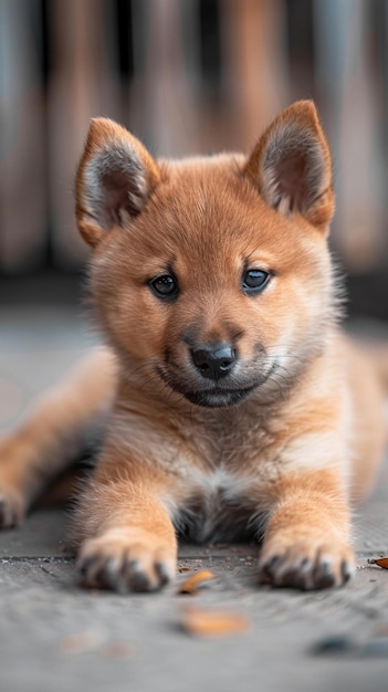 hay un pequeño perro marrón tendido en el suelo con una pata en la cabeza generativo ai