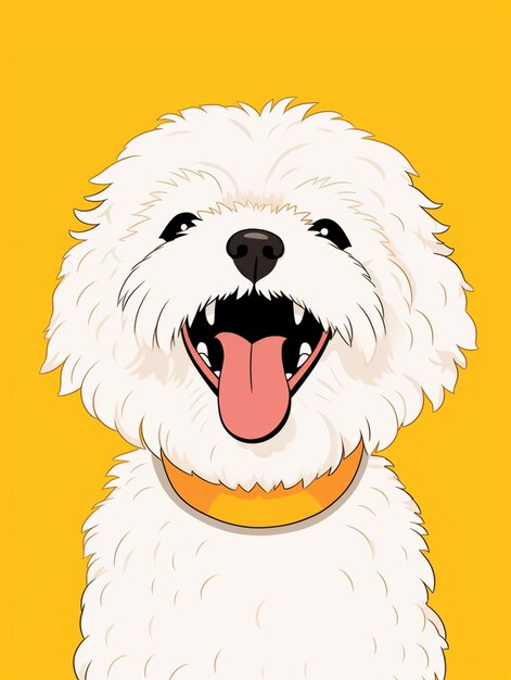 Foto hay un perro blanco con un collar amarillo en él generativo ai