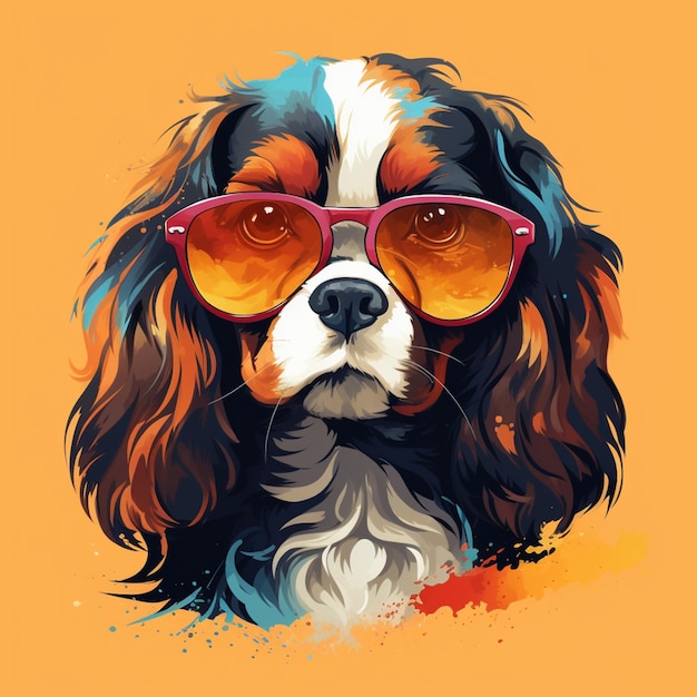 hay un perro con gafas de sol y un fondo amarillo ai generativo