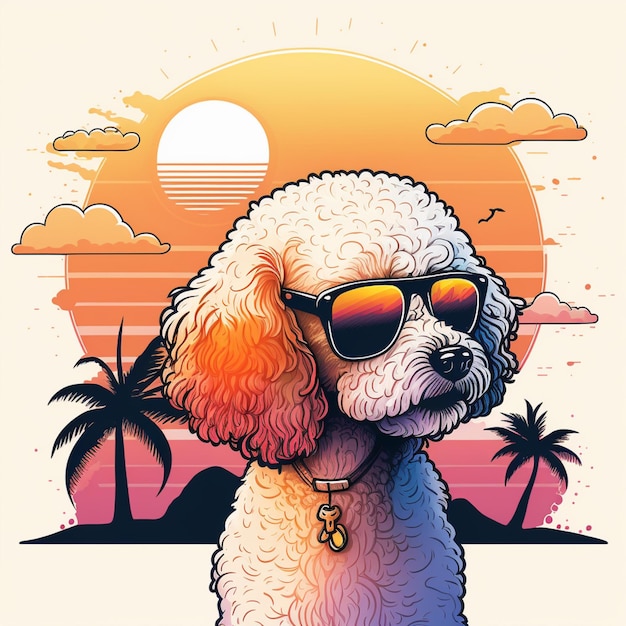 hay un perro con gafas de sol sentado en la playa generativa ai