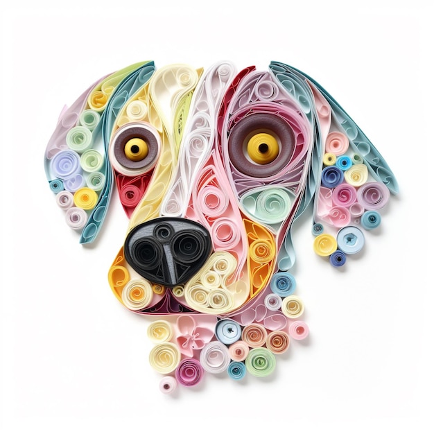 Hay un perro hecho de papel con muchos colores ai generativo.