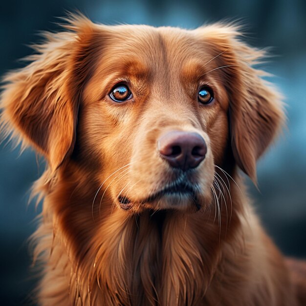 hay un perro marrón con ojos azules mirando a la cámara ai generativa