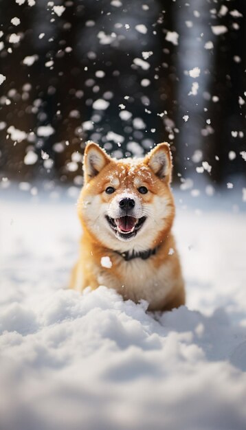 hay un perro que está sentado en la nieve en la neve generativo ai