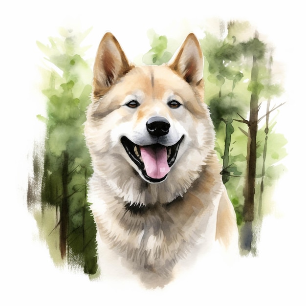 Hay un perro que sonríe en el bosque generativo ai