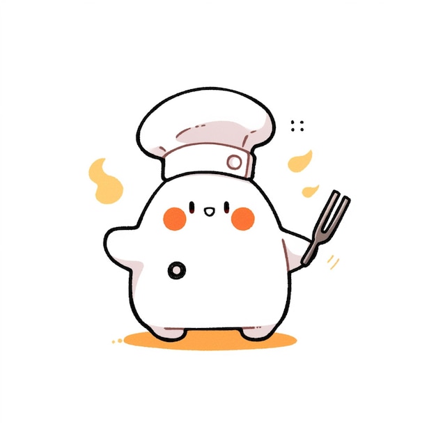 Hay un personaje de dibujos animados de un chef sosteniendo un tenedor generativo ai