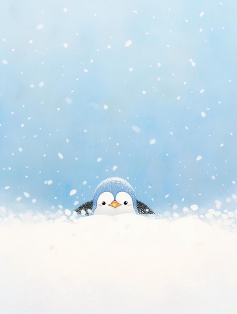 hay un pingüino que está parado en la nieve ai generativa