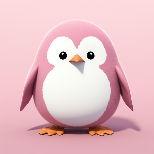 hay un pingüino rosado con una cara blanca y un pico rosado generativo ai