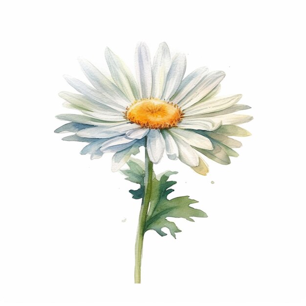 Hay una pintura de acuarela de un ai generativo de flor de margarita blanca.