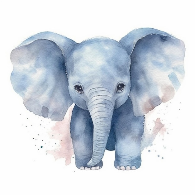 Hay una pintura de acuarela de un elefante con un gran colmillo generativo ai