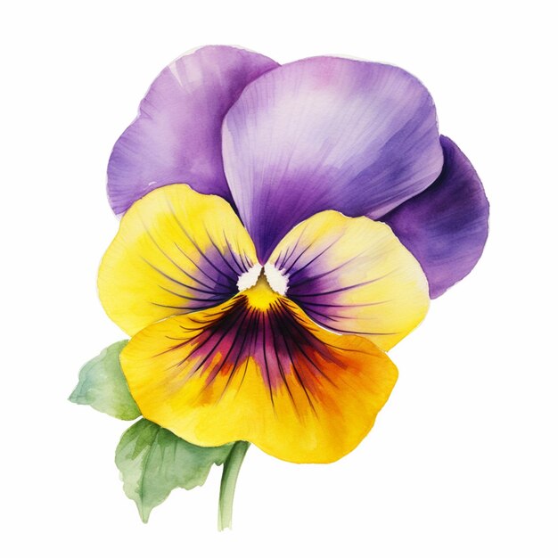 Hay una pintura en acuarela de una flor púrpura y amarilla generativa ai
