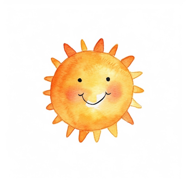 hay una pintura de acuarela de un sol con una sonrisa en ella ai generativa