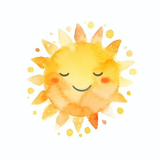 hay una pintura de acuarela de un sol con una sonrisa generativa ai