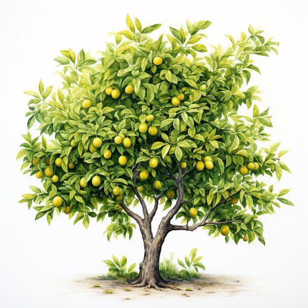 hay una pintura de un árbol de limón con frutas en él generativo ai