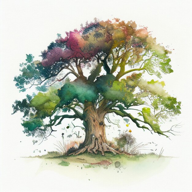 hay una pintura de un árbol con muchos colores en él generativo ai