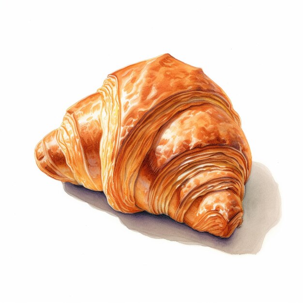 hay una pintura de un croissant sobre una superficie blanca ai generativo