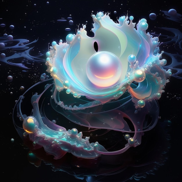 Foto hay una pintura digital de una perla en el agua generativa ai