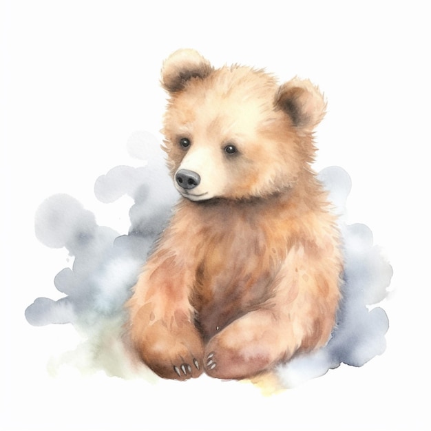 Hay una pintura de un oso sentado en el suelo generativo ai