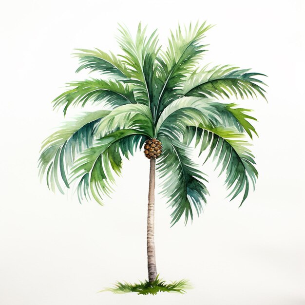 hay una pintura de una palmera con un pino en ella generativo ai