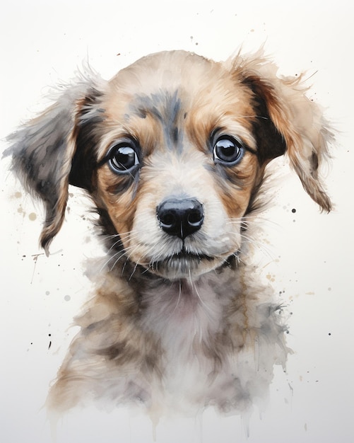 hay una pintura de un perro con una mirada triste en su rostro generativa ai