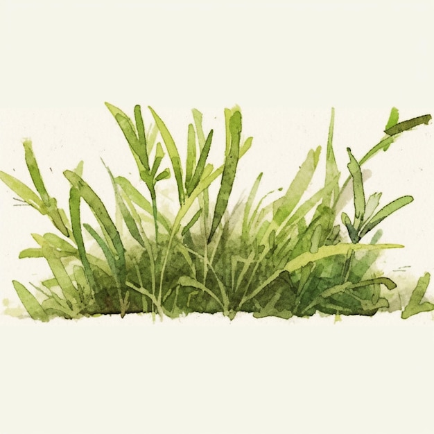 Foto hay una pintura de una planta con hojas verdes en ella generativo ai