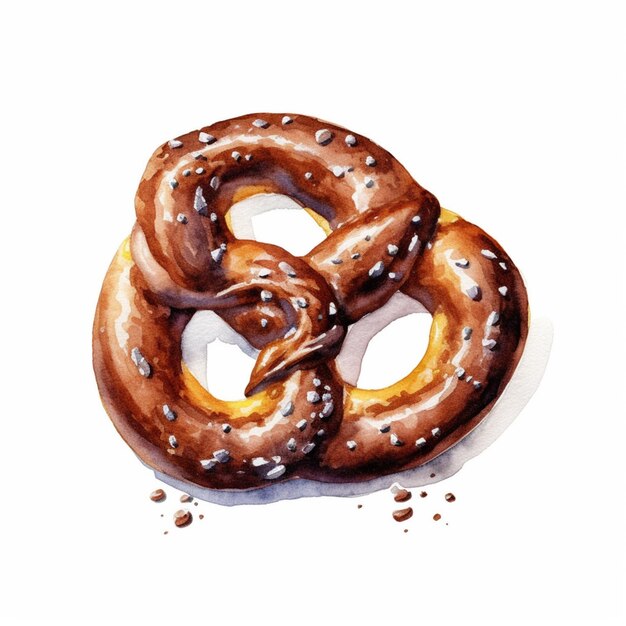 Hay una pintura de un pretzel con chispas de chocolate ai generativo